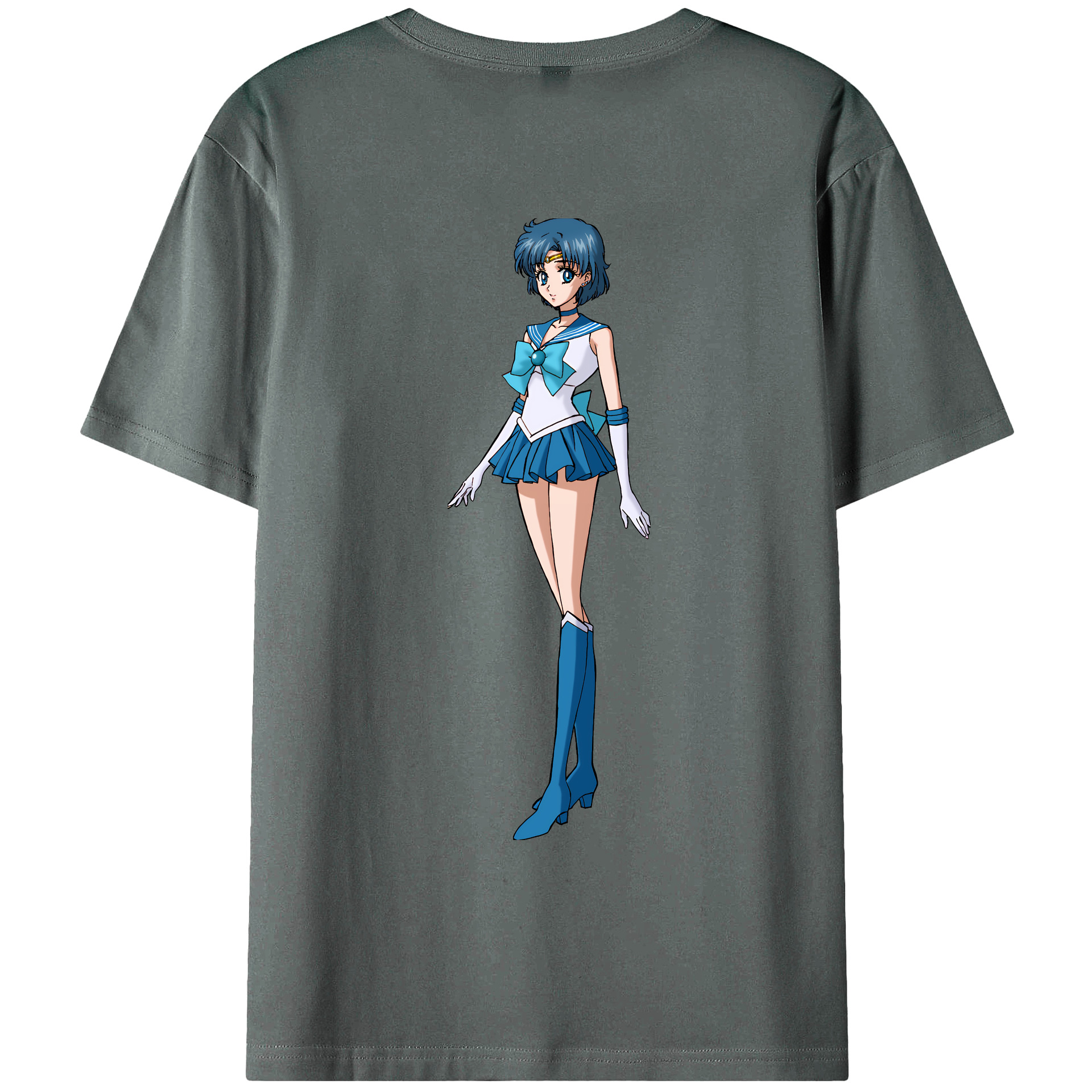 （画像用） 美少女戦士セーラームーン 水野 亜美 みずの あみ Sailor Moon Mizuno Ami 綿100％ メンズ半袖Tシャツ（バックプリント） 通気性